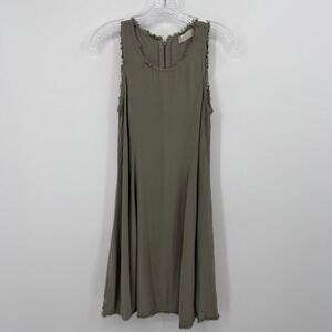 Altar d State Olive Green Frayed Hem Zipper Front Dress XS